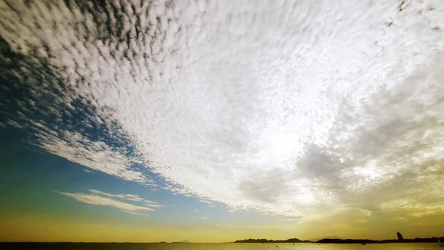 timelapse sunset clouds,sea skyline.