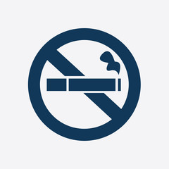 No smoke icon. Stop smoking symbol. Vector illustration. Filter-tipped cigarette. Icon for public places. 