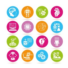 artificial intelligence icons, robot icons