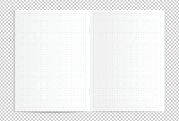Realistic blank dotted copy book spread - 162987381