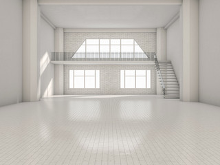 Fototapeta premium Abstract modern architecture background, empty white open space interior. 3D rendering