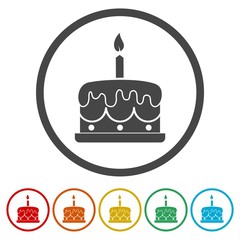 Birthday cake icons set - vector Illustration 