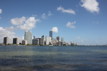 Skyline of Miami / Rickenbacker Causeway, Florida, USA