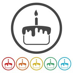 Birthday cake icons set - vector Illustration 