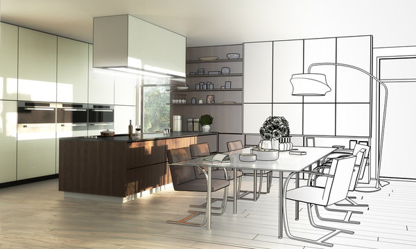Lofted Kitchen (drawing)