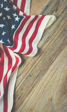 American flag on wood. Vintage style.
Independence day or memorial day background.