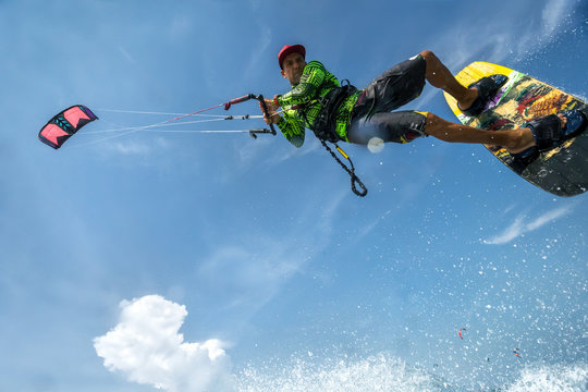 Kite surfing.