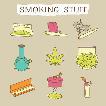 Set of icons in thin line style.