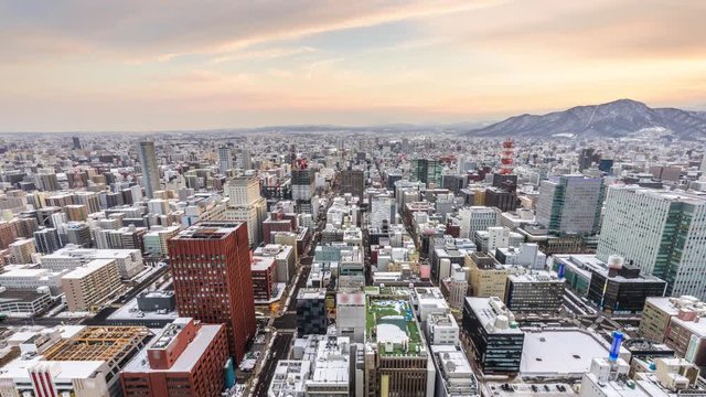 Sapporo, Japan Skyline Time Lapse