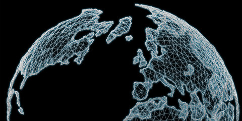 Earth network interface 3D rendering