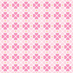 Seamless hearts pattern with flowers