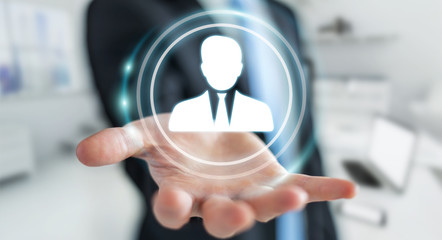 Businessman using digital social network 3D rendering