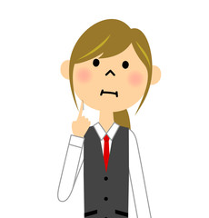 制服姿の女性　考える