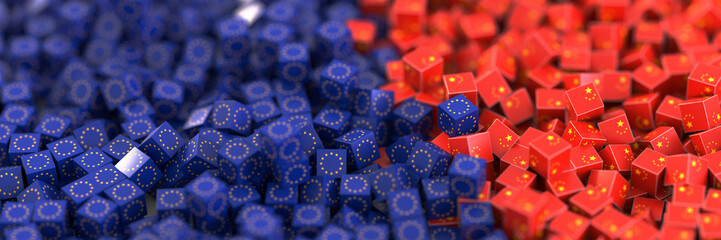 Europe and China relationship, 3d rendering background