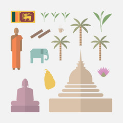 Fototapeta na wymiar Sri Lanka flat symbols 
