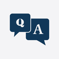 Q&A sign symbol. Speech bubbles with question and answer.
