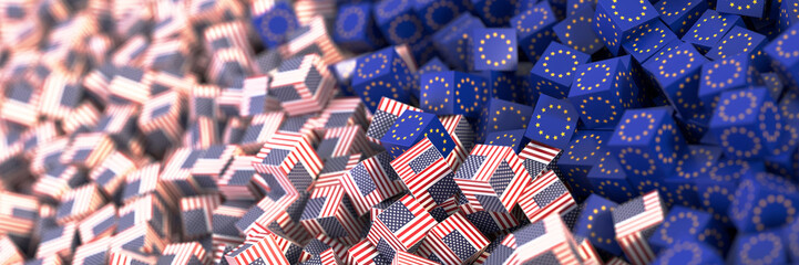 United States and Europe economic and political relationship, original 3d rendering © tostphoto