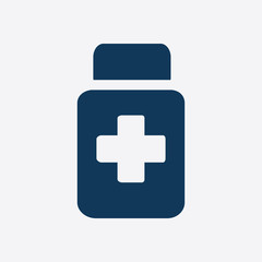 Fototapeta premium Drugs sign icon. Pack with pills. Flat design style. 