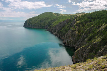 Beautiful view on cape of lake Baikal from above