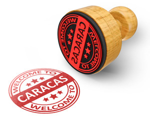 welcome to Caracas red grunge round stamp isolated