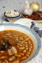 Stew of beans with chorizo and pork
