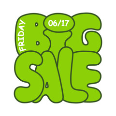 Vector hand drawn Big Sale illustration. Cartoon advertisement card. Business banner frame. Sale concept. Discount offer poster.