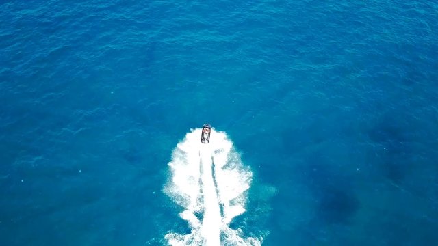 Jetski in open waters - Aerial footage