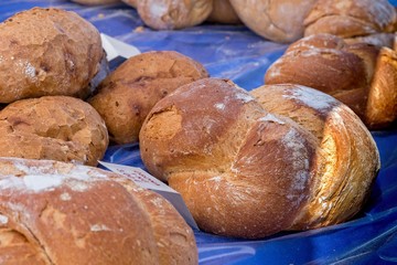 Homemade bread on the market