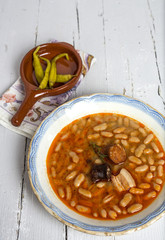 Stew of beans with chorizo and pork
