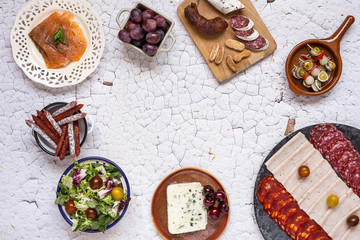 Assortment of sausages typical of Spain