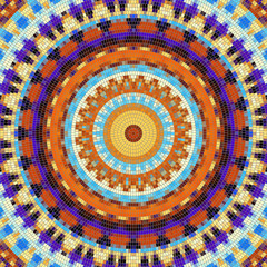 Seamless background pattern. Decorative round mosaic art pattern.