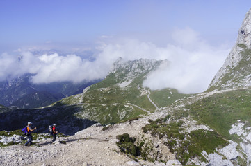 Climbing Mt Mangart, julian Alps.