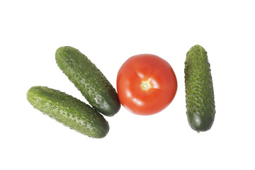 Tomatoes and cucumbers.