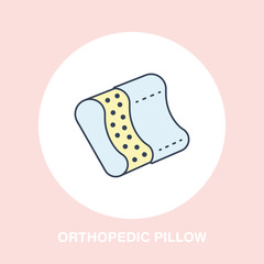 Orthopedic pillow icon, line logo. Flat sign for ergonomic healthy sleeping.