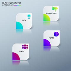 Modern colorful success business infographics template with icons and elements. can be used for workflow layout, banner, diagram, number options, web design