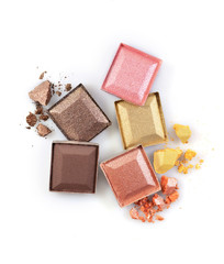 Colored shiny crushed eyeshadow for make up as sample of cosmetic product