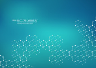 Hexagonal structure molecule dna of neurons system, genetic and chemical compounds. Vector illustration.