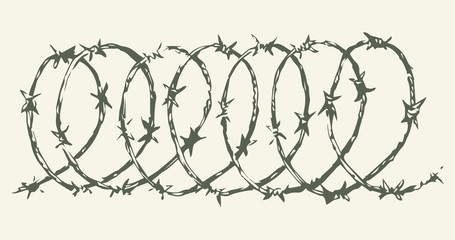 Barbed wire. Vector drawing