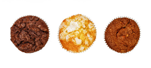 Cupcakes on a white background. View from above