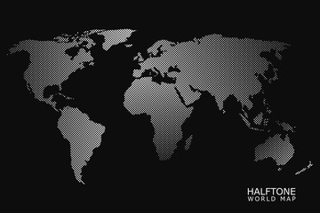Fototapeta na wymiar Halftone vector world map