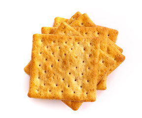Close up healthy  whole wheat cracker on white background