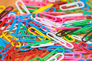 The colorful of Paper clips,close up of Paper clips.