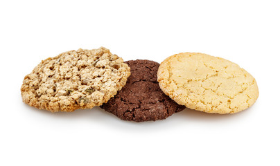 Chip cookies on white background