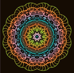 rainbow  circular pattern,  bright  vector mandala