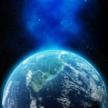 Highly detailed earth of the solar system in blue effect light. Elements of this image furnished by NASA © guardiano007