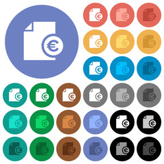 Euro financial report round flat multi colored icons