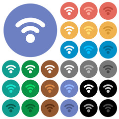 Radio signal round flat multi colored icons