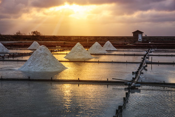 Sunset in salt marsh Tainan, Taiwan