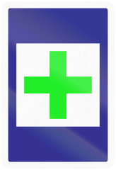 Medical clinic - informational road sign used in Uruguay