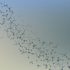 Molecule structure dna and neurons, connected lines with dots, genetic and chemical compounds, illustration.